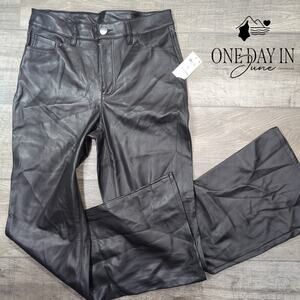 INC International Concepts Faux Leather Flare Pants Size 10